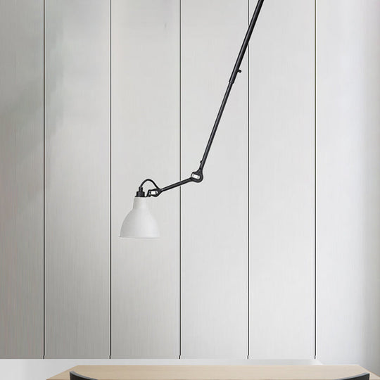 Modern Dome Pendant Lamp with Articulating Arm - Black/Gray Ceiling Light for Kitchen