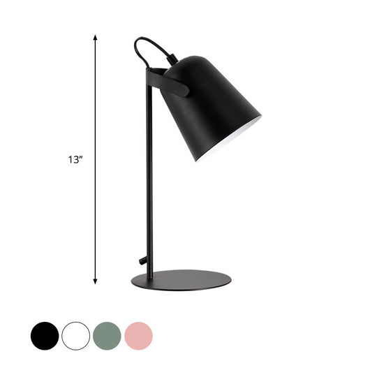 Modern Macaron Style 1-Light Tapered Desk Lamp – Rotatable Metallic Reading Light, Black/White for Bedroom