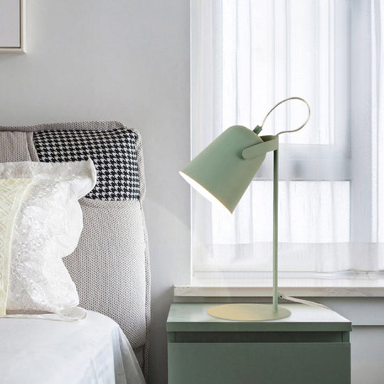 Modern Macaron Style 1-Light Tapered Desk Lamp – Rotatable Metallic Reading Light, Black/White for Bedroom