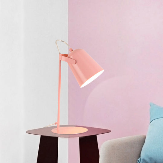 Modern Macaron Style 1-Light Tapered Desk Lamp – Rotatable Metallic Reading Light, Black/White for Bedroom