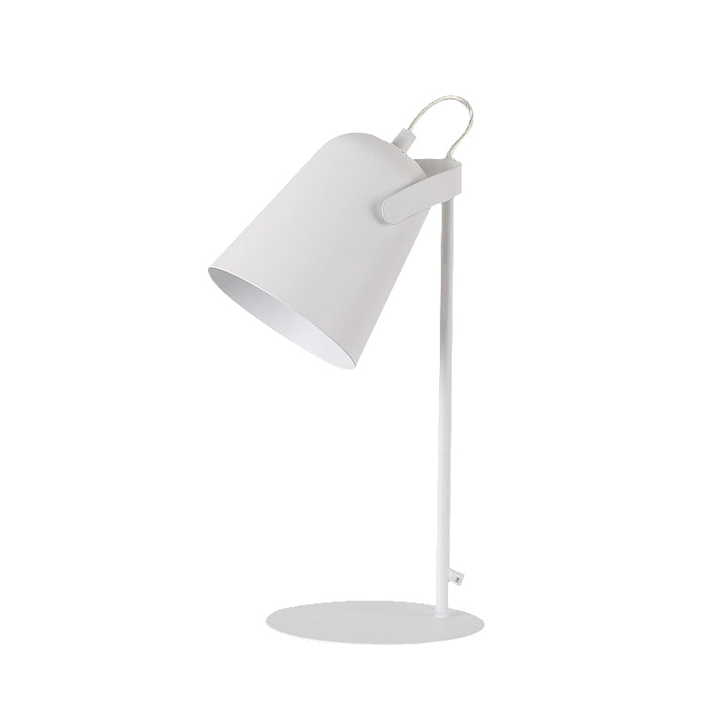 Modern Macaron Style 1-Light Tapered Desk Lamp – Rotatable Metallic Reading Light, Black/White for Bedroom