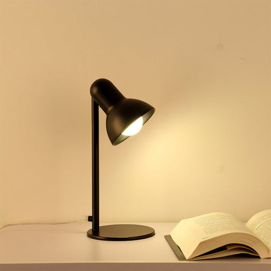 Stylish Black/White Metal Dome Shade Desk Lamp with Standing Bedside Lighting - Loft Design, 1 Bulb