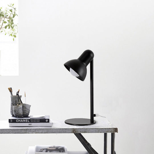 Stylish Black/White Metal Dome Shade Desk Lamp with Standing Bedside Lighting - Loft Design, 1 Bulb