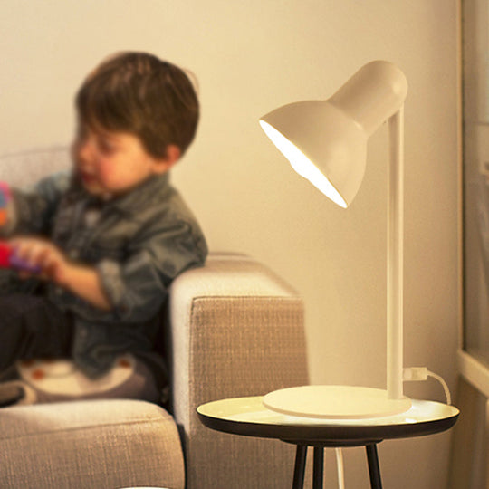 Stylish Black/White Metal Dome Shade Desk Lamp with Standing Bedside Lighting - Loft Design, 1 Bulb