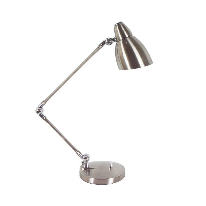 Industrial Style Adjustable Arm Reading Light - Nickel/Chrome Metal, Ideal for Study Rooms and Desks