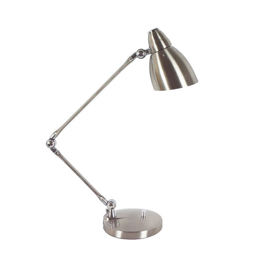 Industrial Style Adjustable Arm Reading Light - Nickel/Chrome Metal, Ideal for Study Rooms and Desks