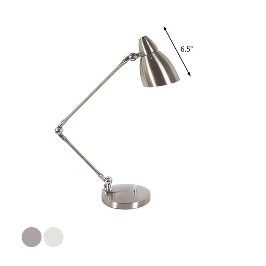 Industrial Style Adjustable Arm Reading Light - Nickel/Chrome Metal, Ideal for Study Rooms and Desks