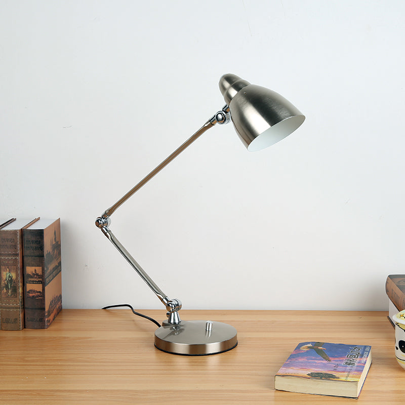Industrial Style Adjustable Arm Reading Light - Nickel/Chrome Metal, Ideal for Study Rooms and Desks