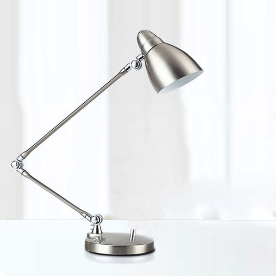 Industrial Style Adjustable Arm Reading Light - Nickel/Chrome Metal, Ideal for Study Rooms and Desks