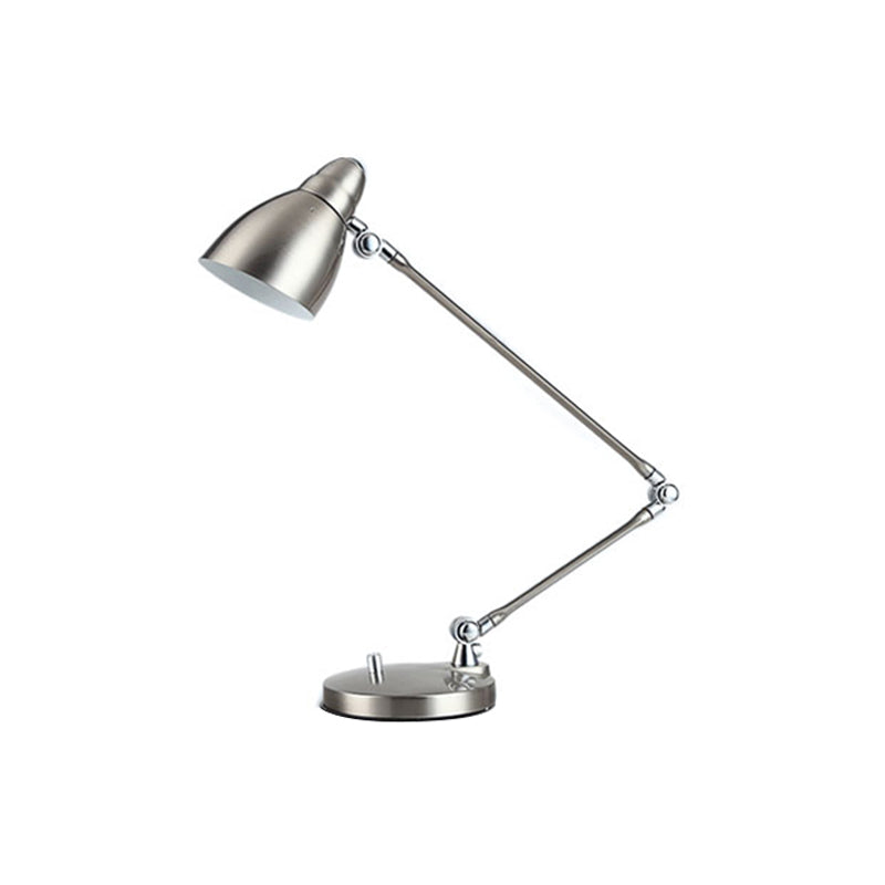 Industrial Style Adjustable Arm Reading Light - Nickel/Chrome Metal, Ideal for Study Rooms and Desks