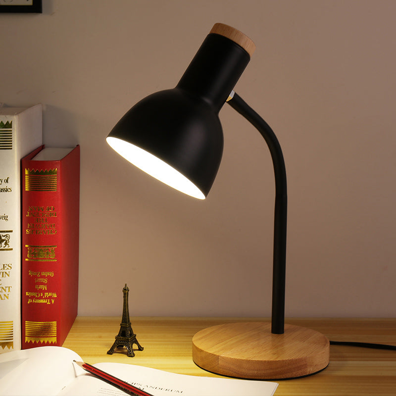 Modern Dome Table Light - Metallic Standing Lamp, 1 Head, Mystic Black/White - Study Room