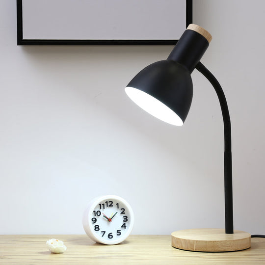 Modern Dome Table Light - Metallic Standing Lamp, 1 Head, Mystic Black/White - Study Room