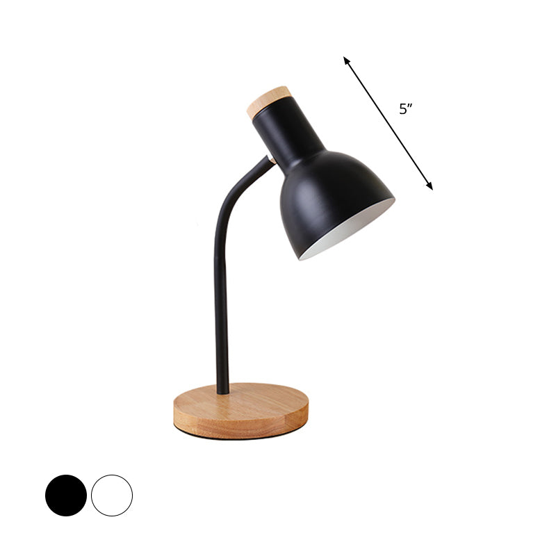 Modern Dome Table Light - Metallic Standing Lamp, 1 Head, Mystic Black/White - Study Room