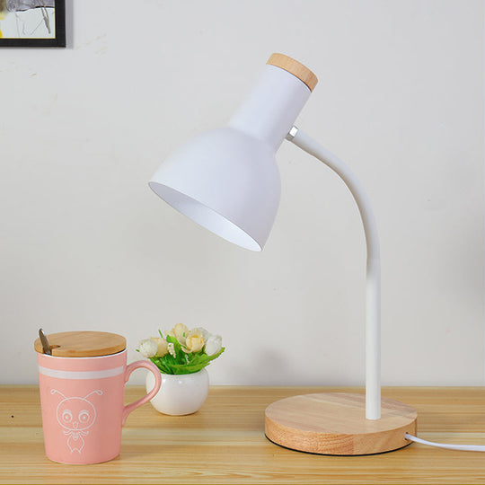 Modern Dome Table Light - Metallic Standing Lamp, 1 Head, Mystic Black/White - Study Room