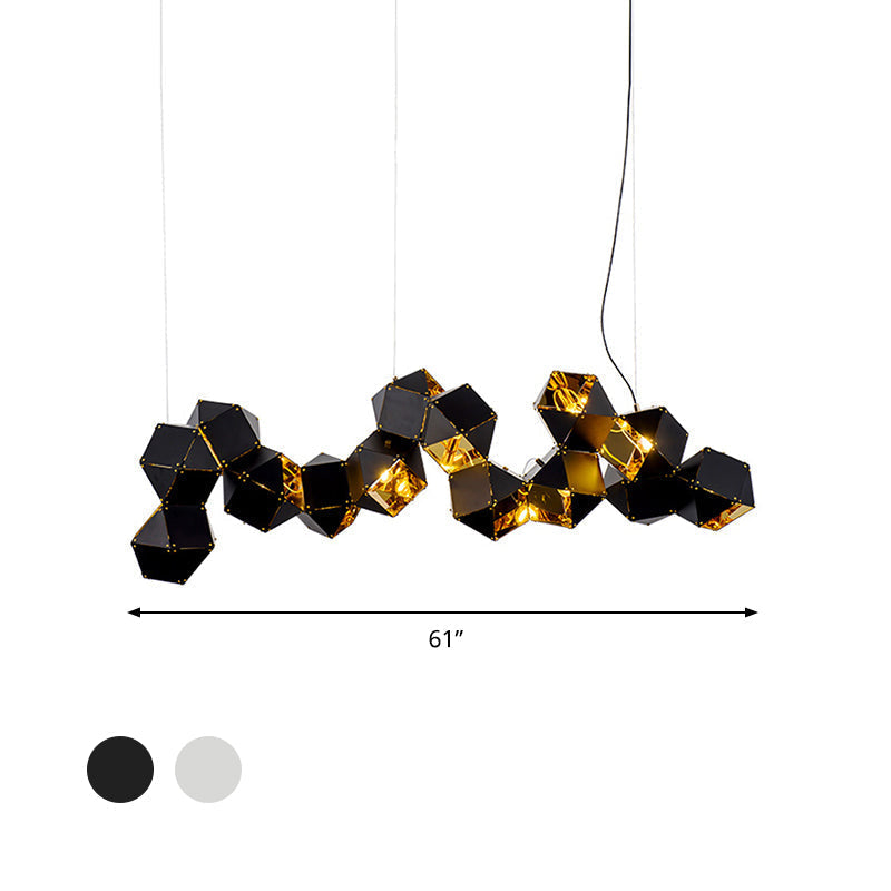 Modern Black/White Multifaceted Metal Chandelier Light - 8/12 Heads - Perfect for Dining Rooms and More!
