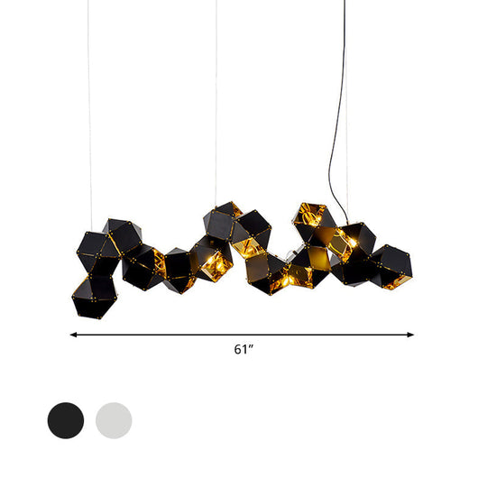 Modern Black/White Multifaceted Metal Chandelier Light - 8/12 Heads - Perfect for Dining Rooms and More!