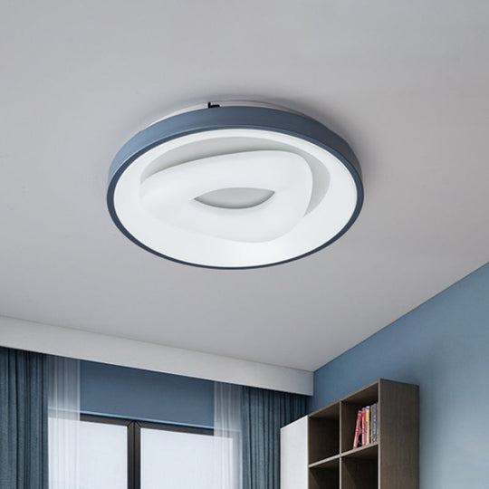Modern Blue-White LED Ceiling Light with Acrylic Shade: Macaron Flush Mount Lamp (Bubble/Round/Triangle Design)