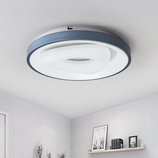 Modern Blue-White LED Ceiling Light with Acrylic Shade: Macaron Flush Mount Lamp (Bubble/Round/Triangle Design)