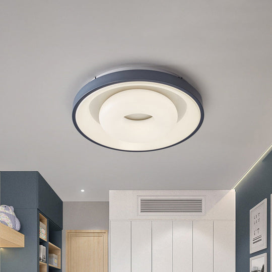 Modern Blue-White LED Ceiling Light with Acrylic Shade: Macaron Flush Mount Lamp (Bubble/Round/Triangle Design)