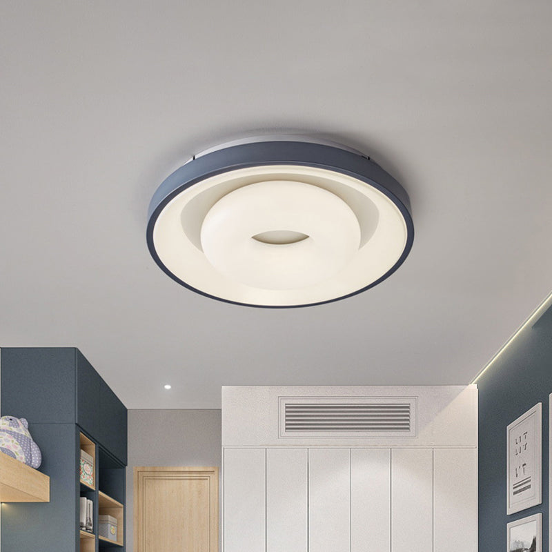 Modern Blue-White LED Ceiling Light with Acrylic Shade: Macaron Flush Mount Lamp (Bubble/Round/Triangle Design)