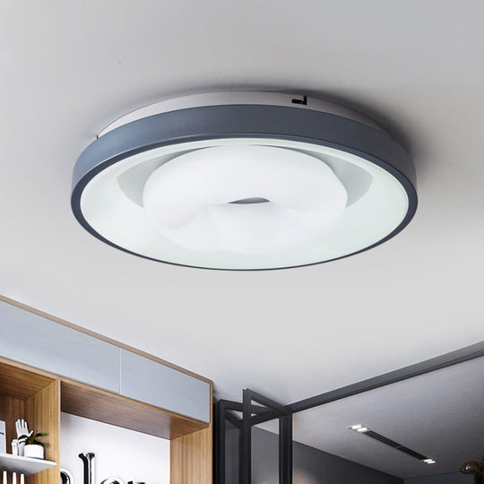 Modern Blue-White LED Ceiling Light with Acrylic Shade: Macaron Flush Mount Lamp (Bubble/Round/Triangle Design)