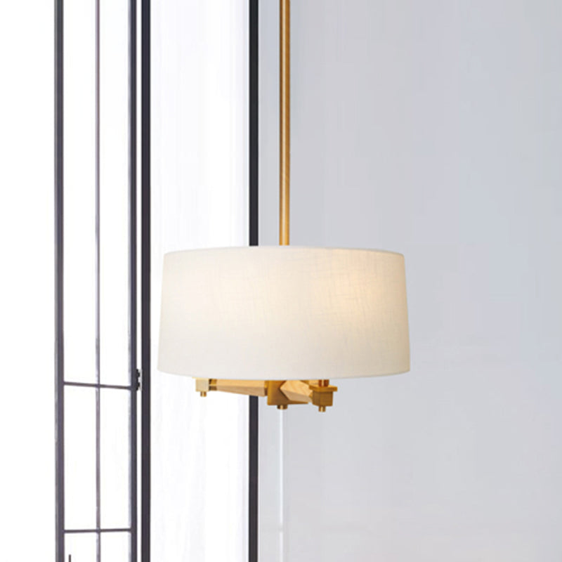 Farmhouse Fabric Drum Chandelier – 3 Bulb Ceiling Suspension Light