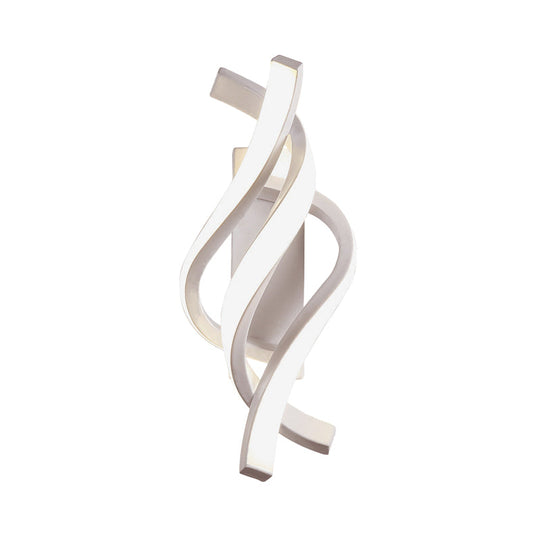 Modern Twisted Acrylic LED Wall Sconce Lamp in White with Warm/White Light
