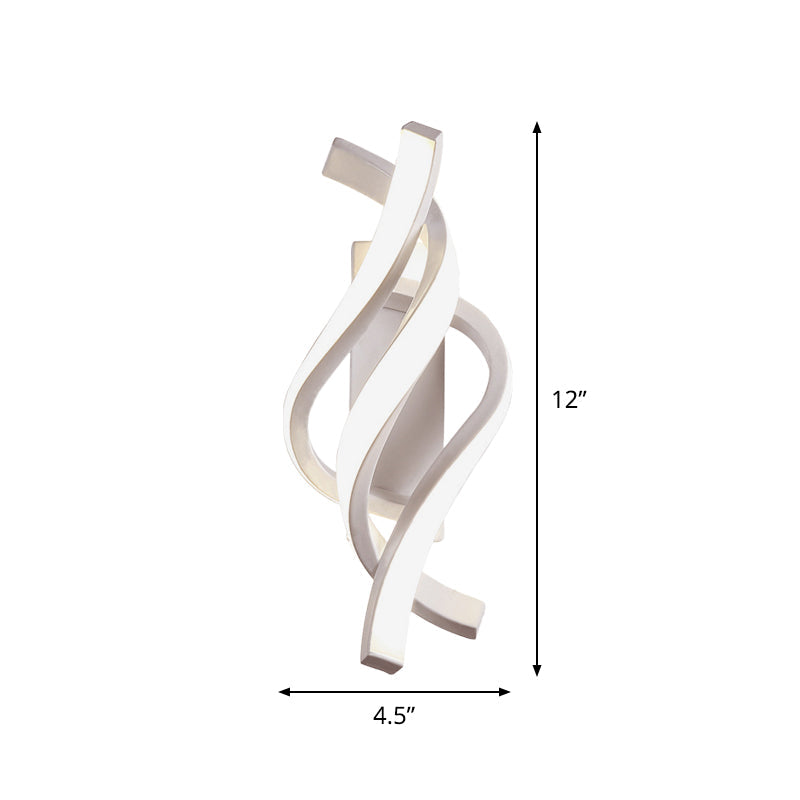 Modern Twisted Acrylic LED Wall Sconce Lamp in White with Warm/White Light