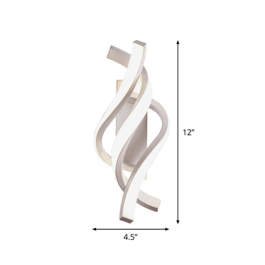 Modern Twisted Acrylic LED Wall Sconce Lamp in White with Warm/White Light