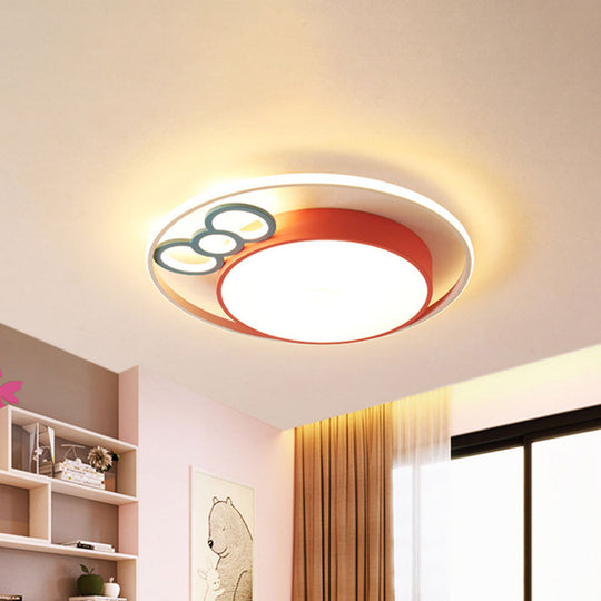Kids LED Ceiling Light with Bow Design in Pink/Blue Finish, Warm/White Light Available in 18"/23" Dia