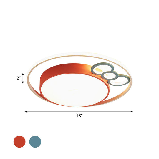 Kids LED Ceiling Light with Bow Design in Pink/Blue Finish, Warm/White Light Available in 18"/23" Dia