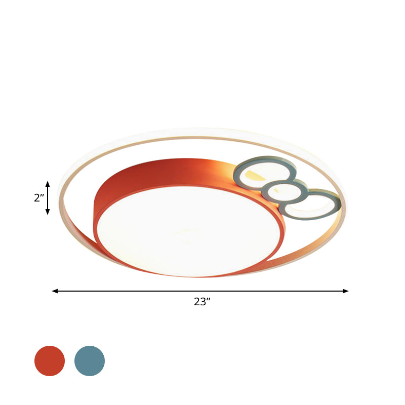 Kids LED Ceiling Light with Bow Design in Pink/Blue Finish, Warm/White Light Available in 18"/23" Dia
