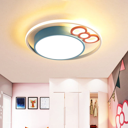 Kids LED Ceiling Light with Bow Design in Pink/Blue Finish, Warm/White Light Available in 18"/23" Dia