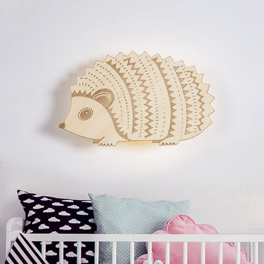 Hedgehog LED Wall Sconce for Kids' Bedside - Left/Right Facing, Flush Mount