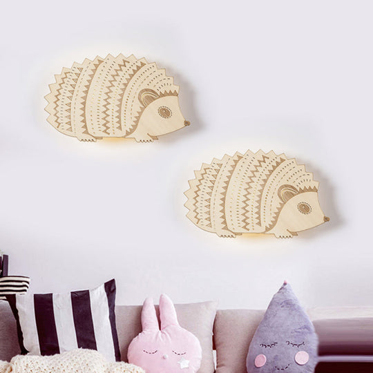 Hedgehog LED Wall Sconce for Kids' Bedside - Left/Right Facing, Flush Mount