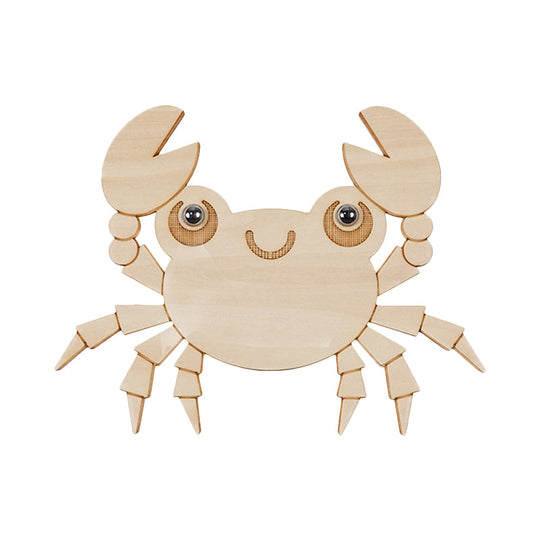 Crab Kids LED Wall Sconce Wood Cartoon Lamp - Beige