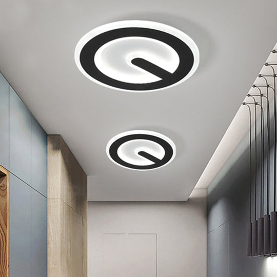 Minimalist Circular LED Ceiling Flush Mount Light in Black with Warm/White Acrylic Lighting - Corridor Fixture