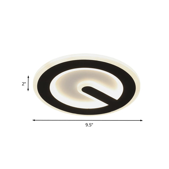 Minimalist Circular LED Ceiling Flush Mount Light in Black with Warm/White Acrylic Lighting - Corridor Fixture