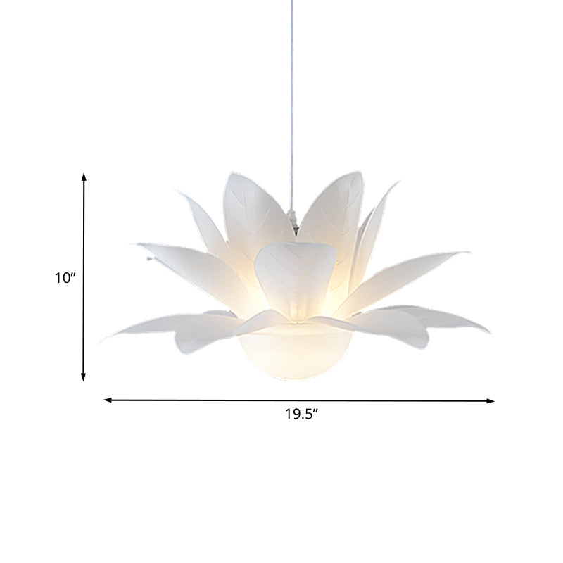 Modern White Lotus Chandelier with Acrylic Panel Shade