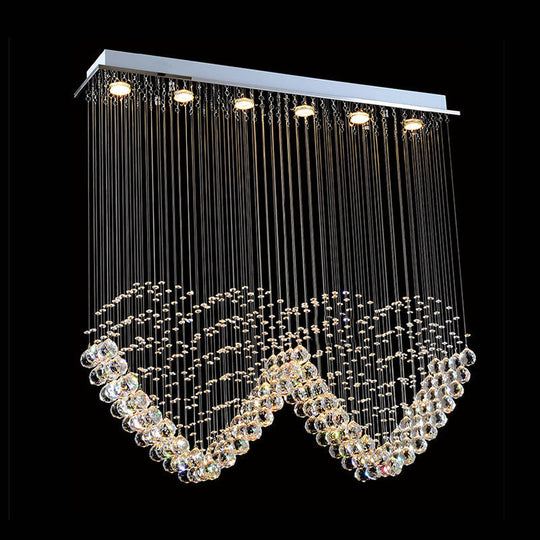 Heart-Shaped Crystal Orb LED Flush Mount Lamp in Chrome - Modern Restaurant Lighting