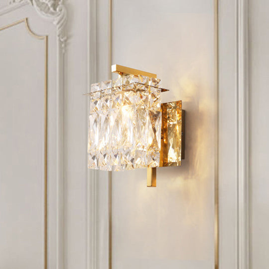 Stylish Crystal Rectangle Wall Light in Gold/Chrome for Modern Bedrooms