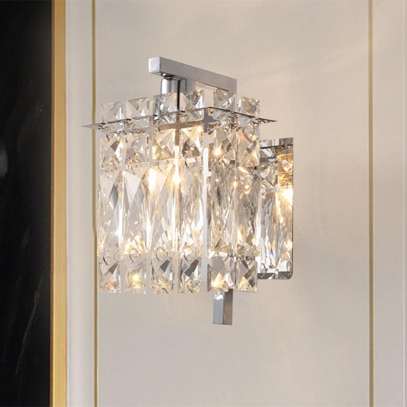 Stylish Crystal Rectangle Wall Light in Gold/Chrome for Modern Bedrooms