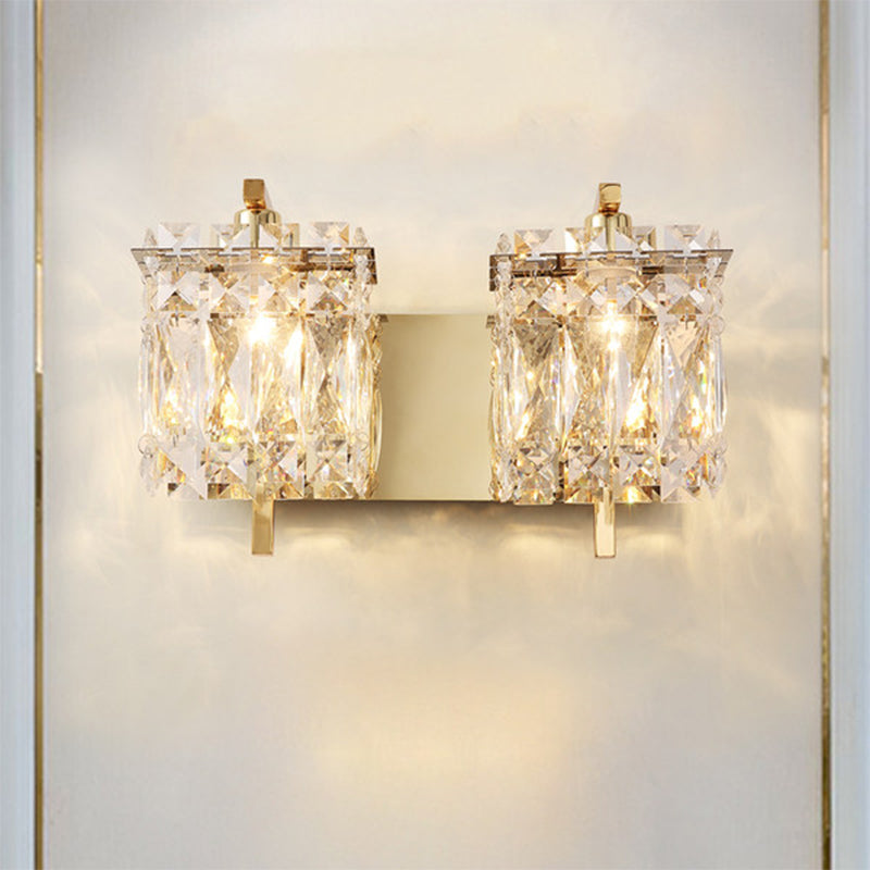 Stylish Crystal Rectangle Wall Light in Gold/Chrome for Modern Bedrooms