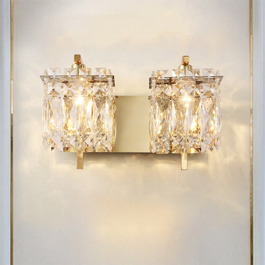Stylish Crystal Rectangle Wall Light in Gold/Chrome for Modern Bedrooms