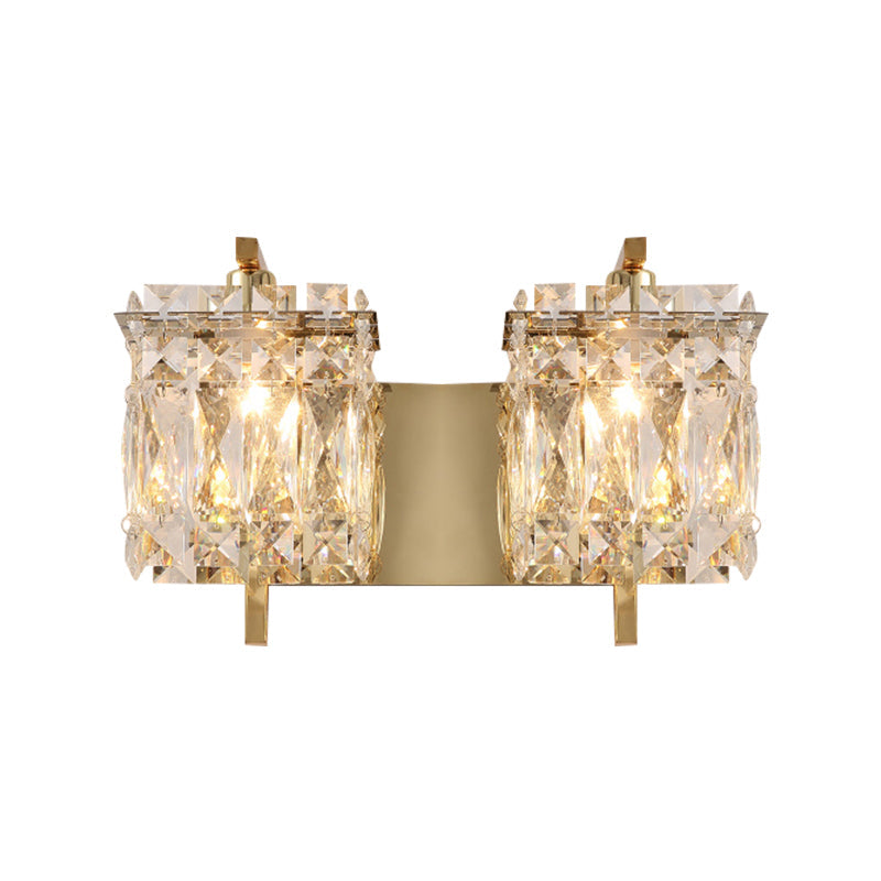 Stylish Crystal Rectangle Wall Light in Gold/Chrome for Modern Bedrooms