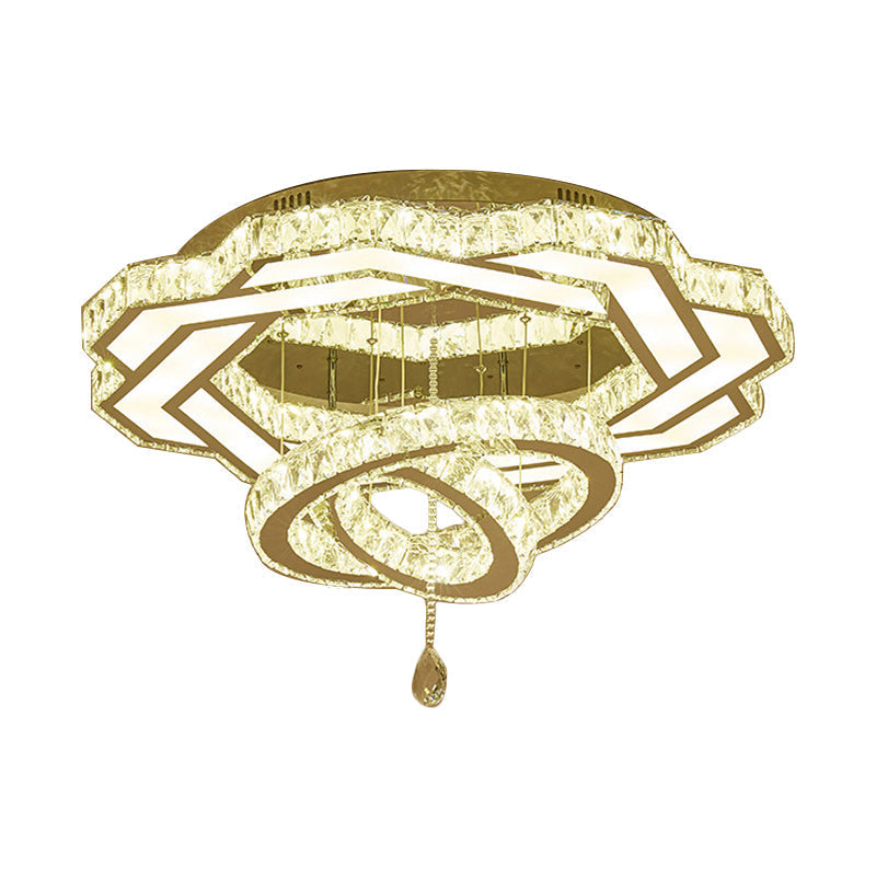 Contemporary LED Crystal Ceiling Light - Polished Chrome Finish