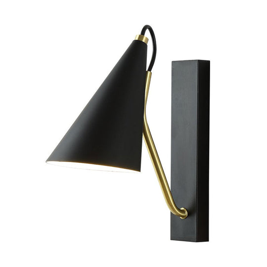 1-Head Conical Wall Mount Light for Bedroom, Black/White Finish