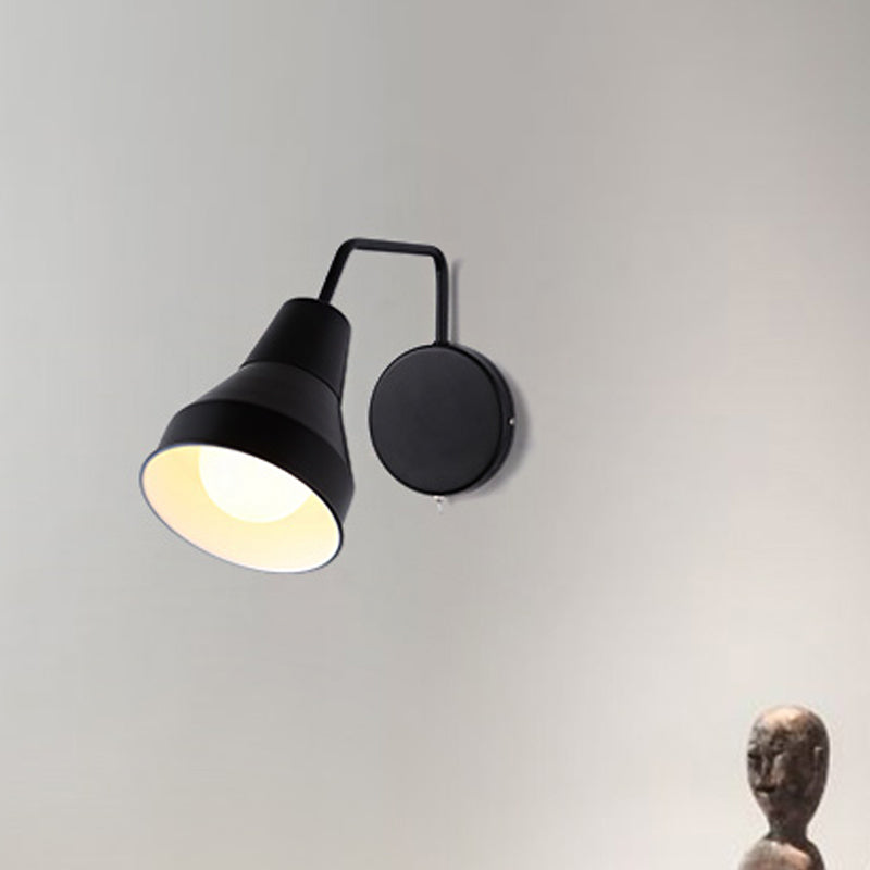 Modern Black/White Wall Light: Iron Horn Shape with Bent Swing Arm for Task Lighting