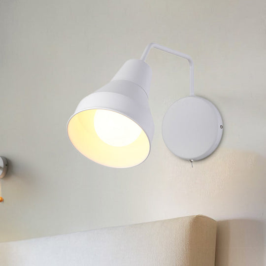 Modern Black/White Wall Light: Iron Horn Shape with Bent Swing Arm for Task Lighting