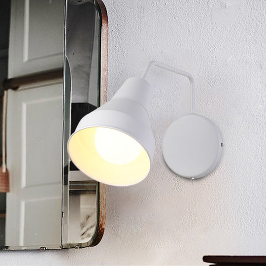 Modern Black/White Wall Light: Iron Horn Shape with Bent Swing Arm for Task Lighting